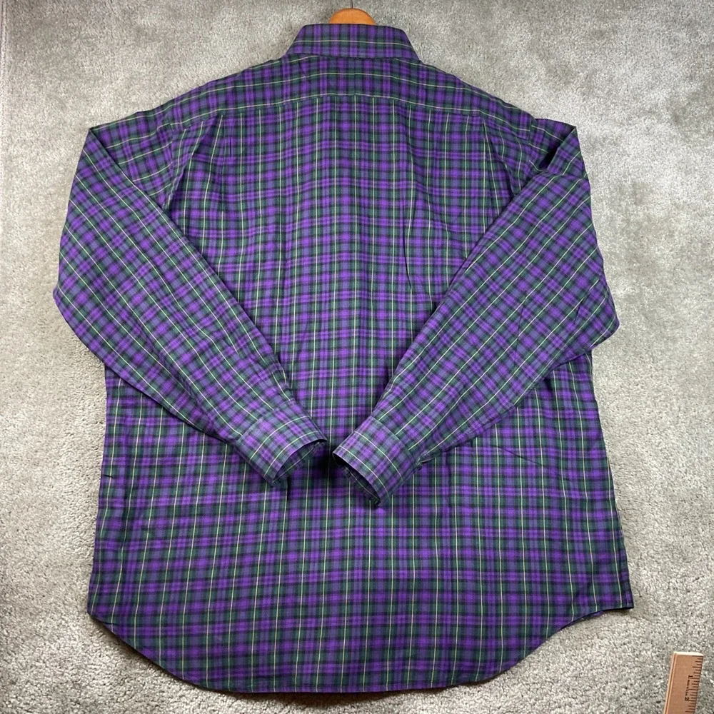Polo Ralph Lauren Button Down Mens XL Purple Green Plaid Fair Regent Classic Fit